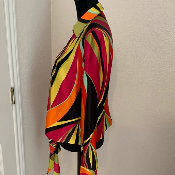 Spenser Jeremy vintage 70’s retro silk waist tie top - Picture 3 of 8